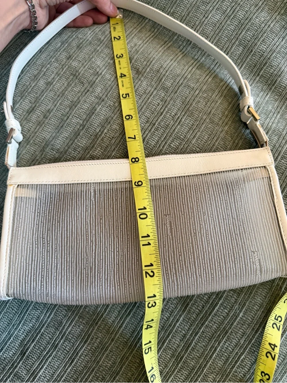 Salvatore Ferragamo White and Clear Shoulder Bag Pochette